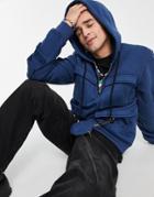 Sixth June Multi Pocket Hoodie In Blue