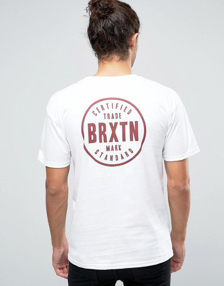 Brixton Cowen T-shirt With Logo Back Print - White