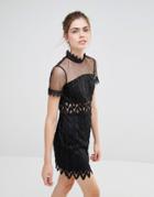 Endless Rose Lace High Neck Mini Dress - Black