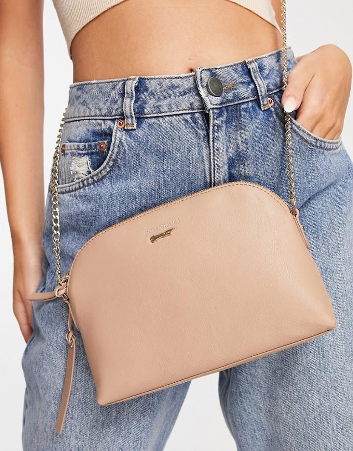 Paul Costelloe Leather Cross Body Chain Strap Bag In Tan-brown