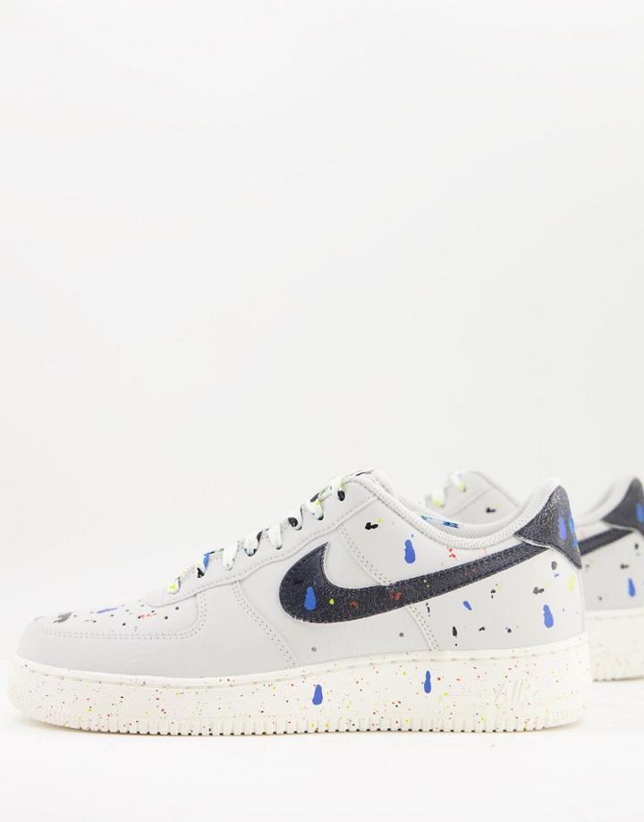 Nike Air Force 1 '07 Lv8 Bb Paint Splatter Sneakers In Light Bone-neutral