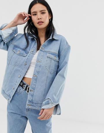 Ragged Jeans Denim Jacket In Mid Wash Blue - Blue
