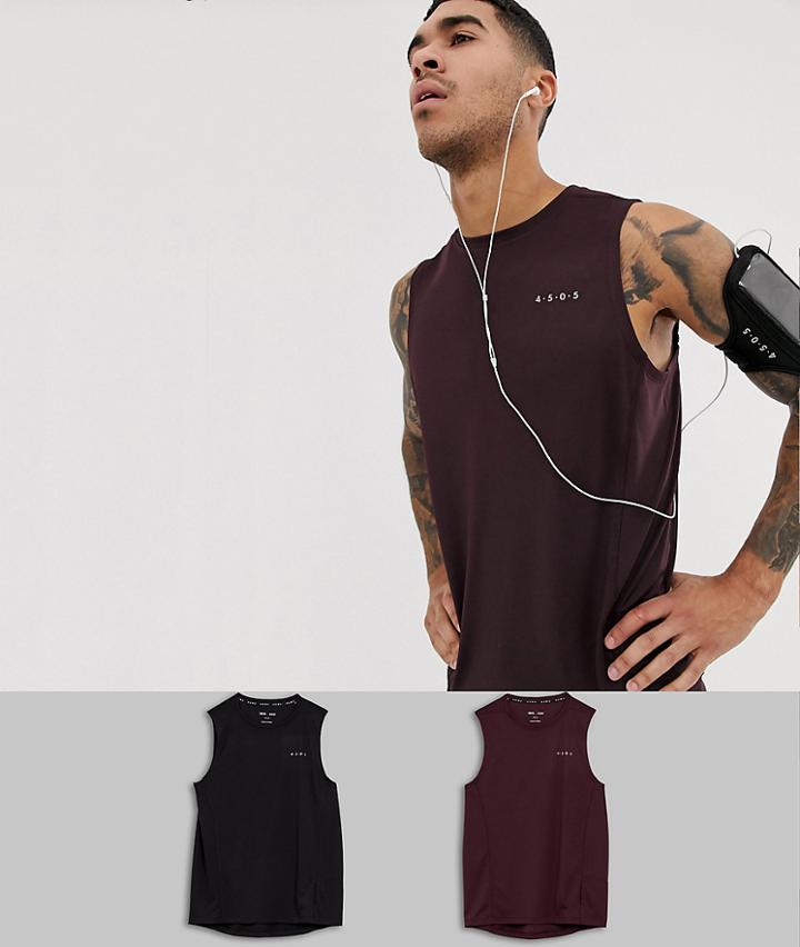 Asos 4505 Training Sleeveless T-shirt With Quick Dry 2 Pack Save-multi