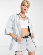 Topshop Denim Lightweight Shirt In Bleach-blue