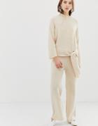 Mango Knitted Pants Two-piece In Beige - Beige