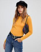 New Look Crew Neck Top With Rib In Yellow - Yellow