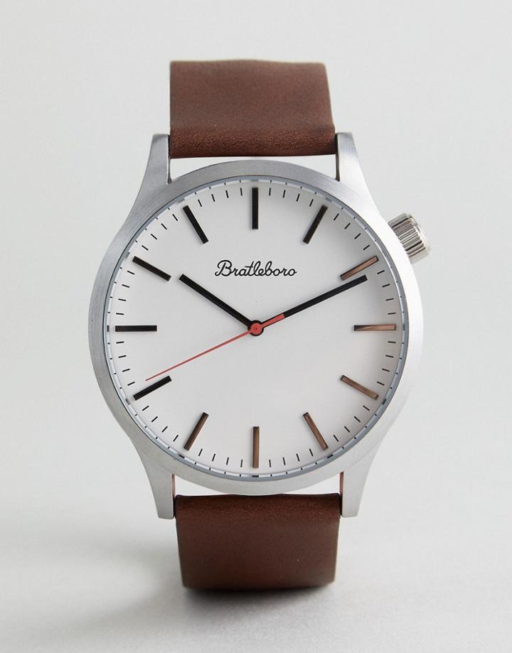 Bratleboro Yellowstone Classic Leather Watch In Brown 44mm - Brown