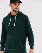 Pull & Bear Hoodie With Contrast Stitch In Green - Green
