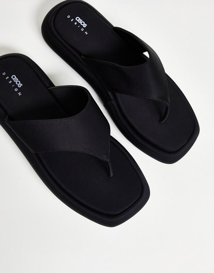 Asos Design Chunky Flip Flops In Black Neoprene