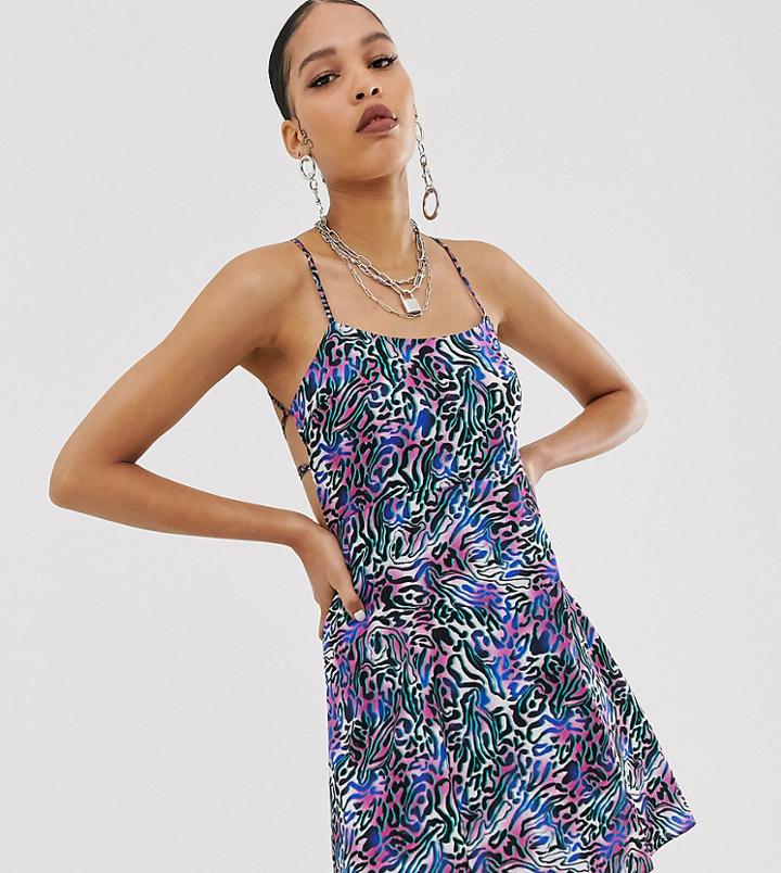 Collusion Graphic Leopard Tie Up Back Mini Cami Dress - Multi