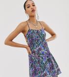 Collusion Graphic Leopard Tie Up Back Mini Cami Dress - Multi