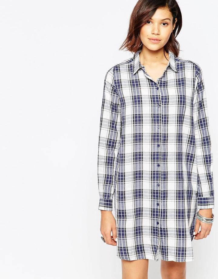 Only Checked Shirt Dress - Cloud Dancer Checks