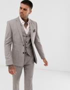 Harry Brown Wedding Slim Fit Stone Blue Check Suit Jacket