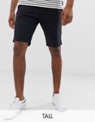 French Connection Tall Slim Fit Peached Cotton Chino Shorts-navy