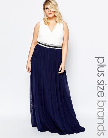 Forever Unique Plus Embellished Grecian Maxi Dress - Multi