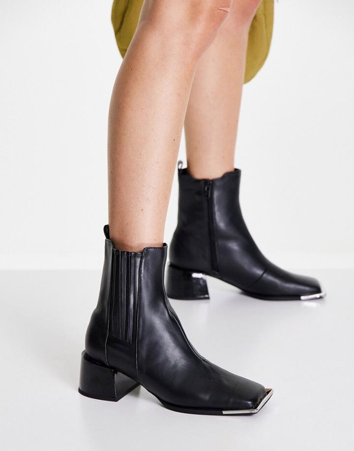 Asos Design Rover Square Toe Boots In Black