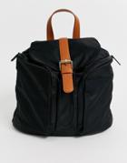 Asos Design Slouchy Backpack With Tab Detail-black