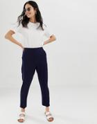 Asos Design Linen Touch Cigarette Pants - Navy