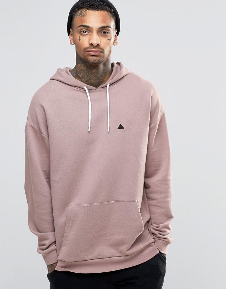 Asos Oversized Hoodie With Embroidery In Washed Pink - Sibo Pink