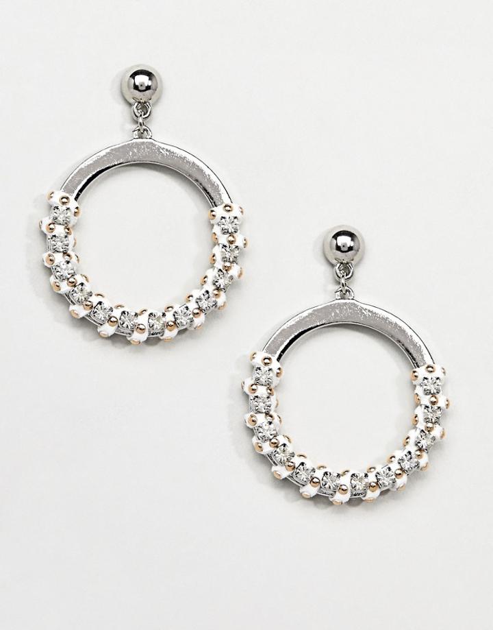 Missguided Studded Thread Wrap Detail Circle Earrings - Multi