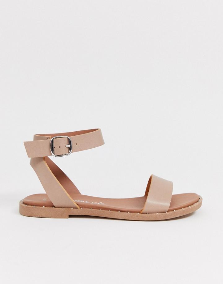 New Look Studded Detail Sandal In Oatmeal-beige