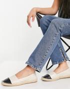Asos Design Joy Toe-cap Espadrilles In Cream And Black-white