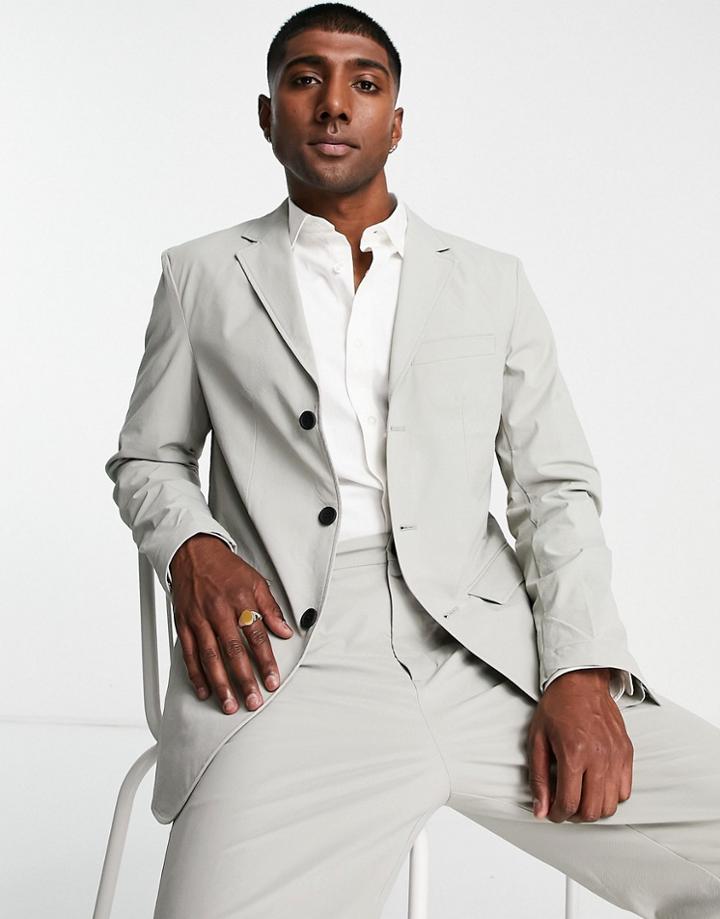 Selected Homme Suit Jacket With Technical Fabric In Light Gray