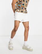 Asos Design Skinny Super Short Chino Shorts With Side Splits In Off White