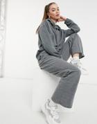 Asos Design Acid Wash Tracksuit Hoodie/ Straight Leg Sweatpants In Charcoal-grey