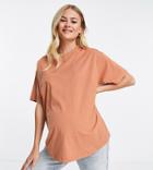 Asos Design Maternity Ultimate Oversized T-shirt In Rust-brown