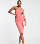 Vesper Tall Strappy One Shoulder Body-conscious Dress In Bubblegum Pink