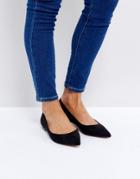 Asos Latch Pointed Ballet Flats - Black