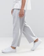Asos Wide Cropped Pant In Pinstripe - Gray