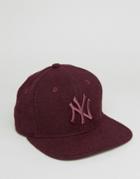 New Era 9fifty Snapback Cap Ny Yankees In Melton Wool - Red
