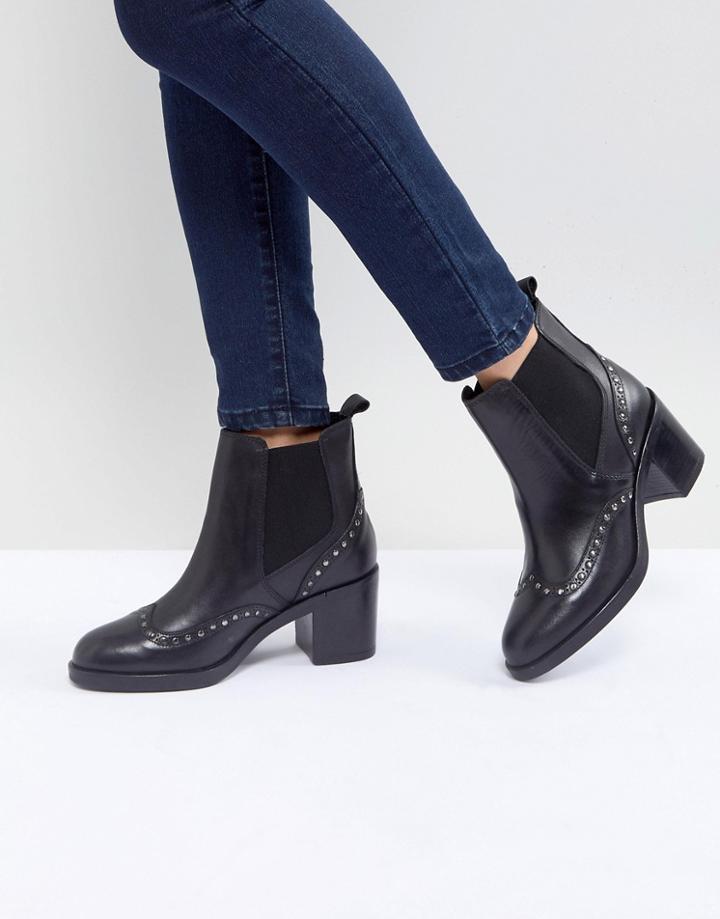 Carvela Stop Leather Studded Ankle Boots-black