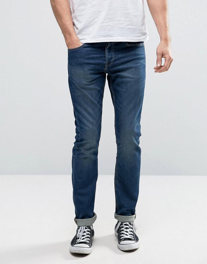 Only & Sons Stretch Slim Fit Jog Jeans In Washed Blue - Blue