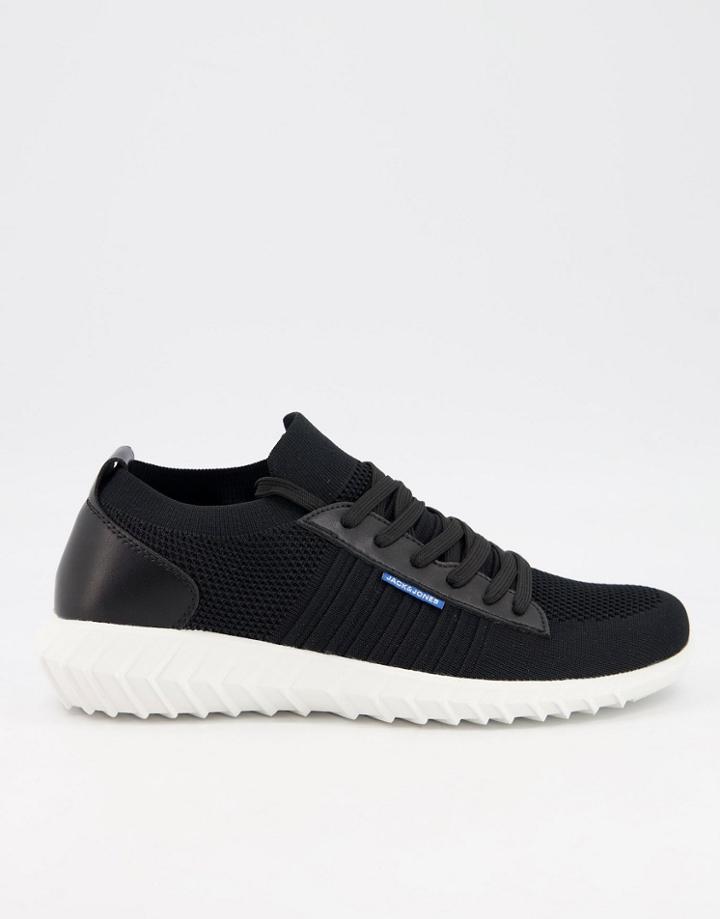 Jack & Jones Mesh Sneakers In Off Black