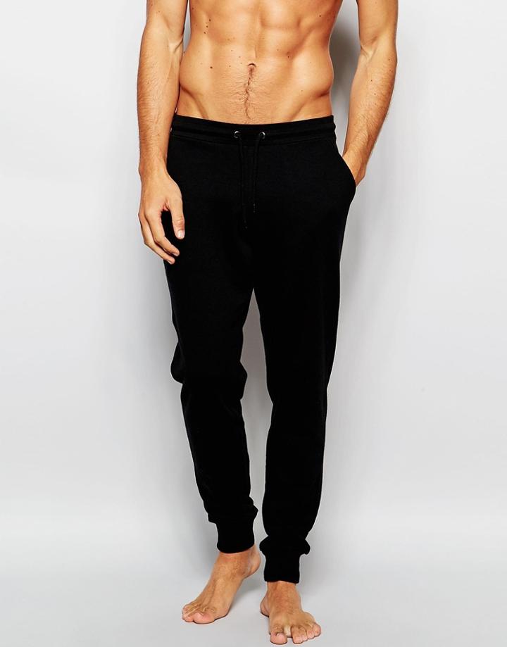 Asos Loungewear Skinny Joggers In Black - Black