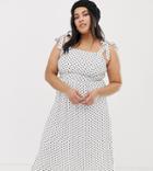 Wild Honey Plus Tie Shoulder Maxi Dress With Shirring In Spot - White