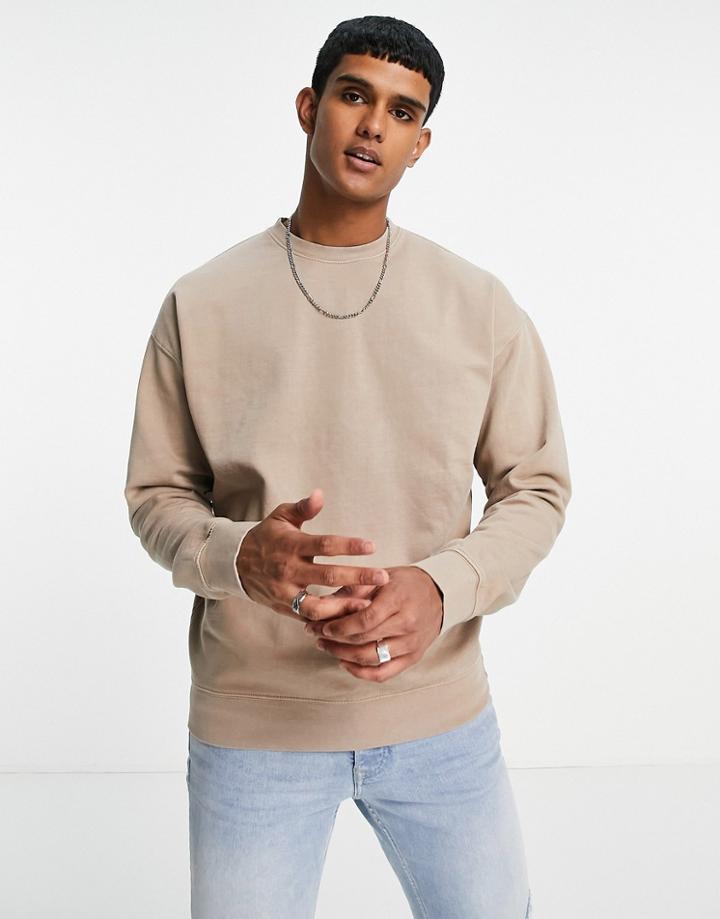 New Look Oversized Sweat In Washed Stone - Part Of A Set-neutral