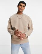 New Look Oversized Sweat In Washed Stone - Part Of A Set-neutral