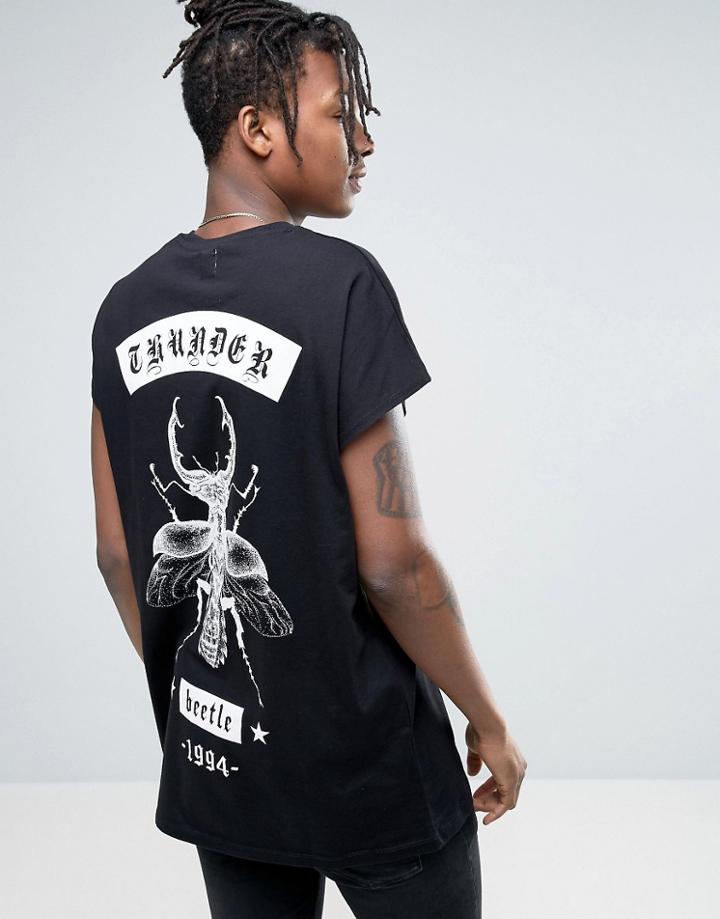 Asos X Prince's Trust Oversized Sleeveless T-shirt With Beetle Front And Back Print - Black