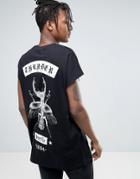 Asos X Prince's Trust Oversized Sleeveless T-shirt With Beetle Front And Back Print - Black