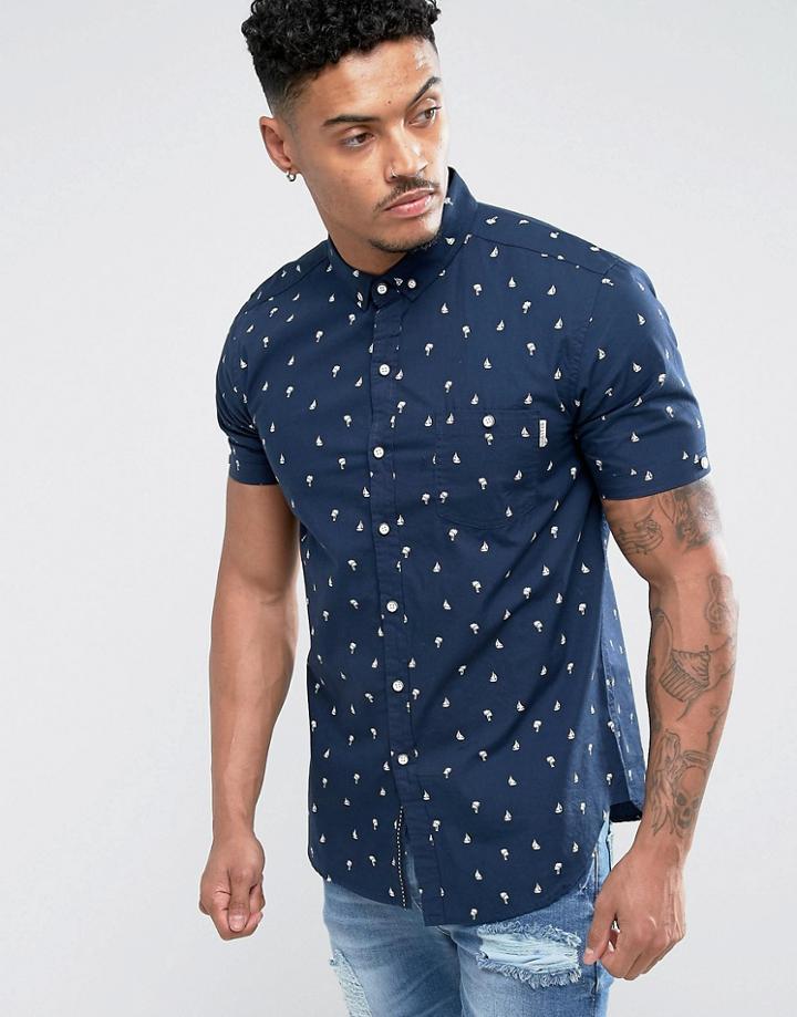 Soul Star Nautical Print Shirt - Navy