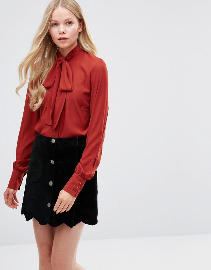 Alter Blouse With Tie Neck - Tan