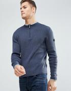 Ben Sherman Zipped High Neck Sweater - Blue