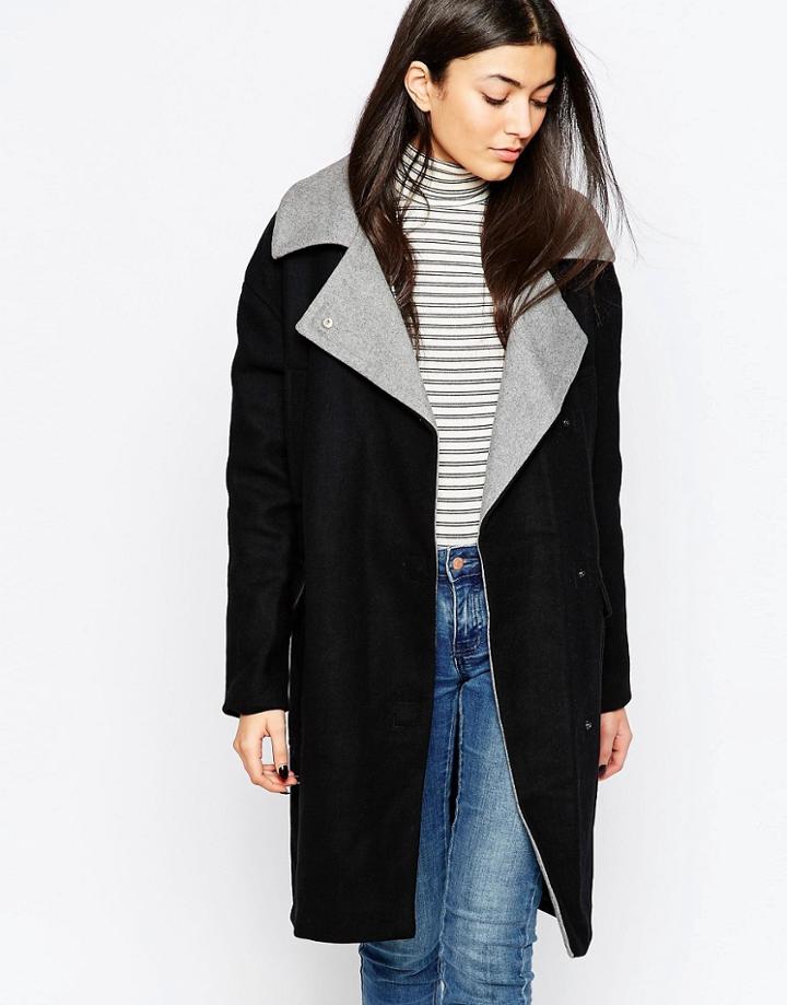Vero Moda Jacket With Contrast Collar - Black