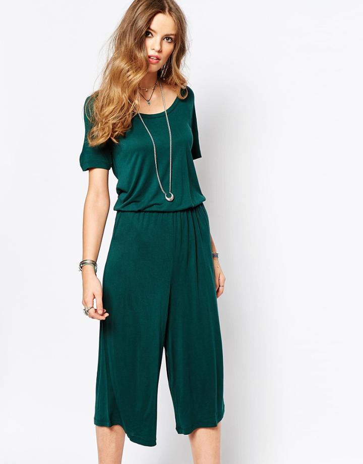 First & I Wide Leg Culotte Jumpsuit - Green