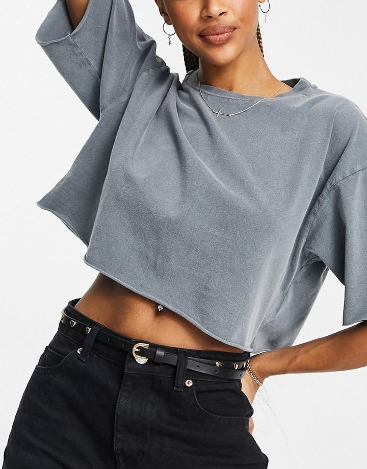 Asos Design Super Skinny Heart Stud Low Waist Jeans Belt In Black
