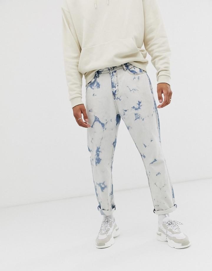 Liquor N Poker Cropped Straight Leg Jeans In Bleach Wash - Blue